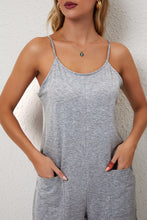 Load image into Gallery viewer, Black Loose Fit Side Pockets Spaghetti Strap Wide Leg Jumpsuit
