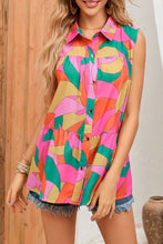 Load image into Gallery viewer, Multicolor Abstract Geometric Print Tassel Tie Flared Dress
