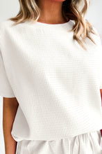 Load image into Gallery viewer, White Casual Textured Tee and Drawstring Shorts Set
