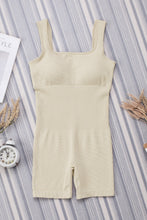 Load image into Gallery viewer, Black Ribbed Square Neck Padded Sports Romper
