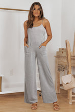 Load image into Gallery viewer, Black Loose Fit Side Pockets Spaghetti Strap Wide Leg Jumpsuit
