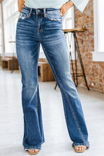 Load image into Gallery viewer, Sky Blue Medium Wash High Rise Flare Jeans
