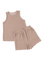 Load image into Gallery viewer, Smoke Gray Corded Sleeveless Top and Pocketed Shorts Set
