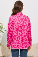 Load image into Gallery viewer, Pink Leopard Print Button Cuffs Raw Hem Jacket
