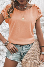 Load image into Gallery viewer, Apricot Pink Button Detail Batwing Sleeve Casual Tee
