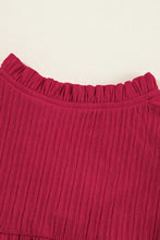 Load image into Gallery viewer, Fiery Red Textured Ruffled Trim V Neck Loose Fit Mini Dress
