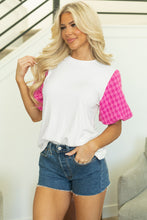 Load image into Gallery viewer, White Contrast Tweed Puff Sleeve Top
