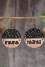 Load image into Gallery viewer, Black Vintage mama Pendant Leather Wooden Earrings
