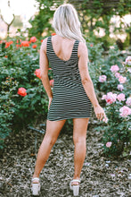 Load image into Gallery viewer, Black Stripe Ribbed Knit Sleeveless Mini Dress
