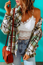 Load image into Gallery viewer, Green Plaid Shacket with Pocket
