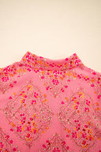 Load image into Gallery viewer, Rose Red Floral Print Wide Short Sleeve Loose Shirt
