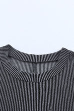 Load image into Gallery viewer, Gray Striped Ribbed Knit T-shirt Shift Dress
