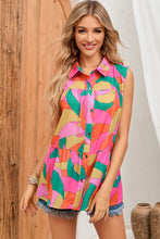 Load image into Gallery viewer, Multicolor Abstract Geometric Print Tassel Tie Flared Dress
