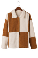 Load image into Gallery viewer, Gray Colorblock Checkered Sherpa Jacket
