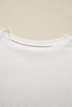 Load image into Gallery viewer, White Casual Textured Tee and Drawstring Shorts Set
