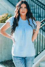 Load image into Gallery viewer, Green Tiered Sleeve Frilled Neck Dotted Top
