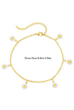 Load image into Gallery viewer, Gold Daisy &amp; Pearl Chain Anklet
