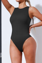 Load image into Gallery viewer, Black Solid Color Ribbed Sleeveless Sport Romper
