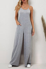 Load image into Gallery viewer, Black Loose Fit Side Pockets Spaghetti Strap Wide Leg Jumpsuit
