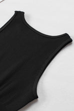 Load image into Gallery viewer, Black Solid Color Ribbed Sleeveless Sport Romper
