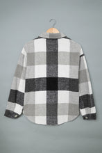 Load image into Gallery viewer, Plaid Color Block Buttoned Long Sleeve Jacket with Pocket
