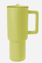 Load image into Gallery viewer, Pear Green Frosted Stainless Handle Large Vacuum Cup with Straw 40oz
