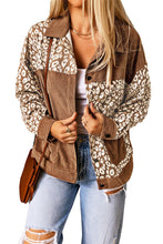 Load image into Gallery viewer, Brown Leopard Print Corduroy Long Sleeve Jacket
