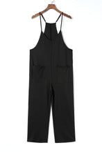 Load image into Gallery viewer, Black Pocketed Adjustable Spaghetti Strap Straight Leg Jumpsuit
