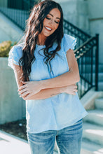 Load image into Gallery viewer, Green Tiered Sleeve Frilled Neck Dotted Top
