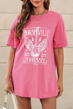 Load image into Gallery viewer, Pink Guitar Slogan Letter Graphic Print Oversized T Shirt
