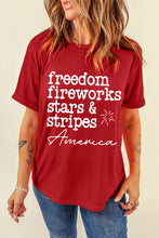 Load image into Gallery viewer, Red American Freedom Day Slogan Print T Shirt
