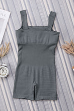 Load image into Gallery viewer, Black Ribbed Square Neck Padded Sports Romper
