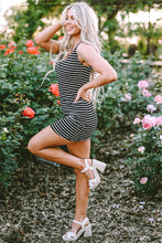 Load image into Gallery viewer, Black Stripe Ribbed Knit Sleeveless Mini Dress
