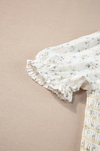 Load image into Gallery viewer, White Frilly Shirred Bodice Tiered Floral Maxi Dress
