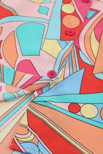 Load image into Gallery viewer, Multicolor Abstract Geometric Print Tassel Tie Flared Dress
