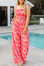 Load image into Gallery viewer, Green Boho Floral Sleeveless Wide Leg Pocket Pants Set
