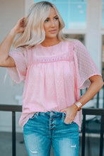 Load image into Gallery viewer, Apricot Flutter Sleeves Sheer Textured Babydoll Top
