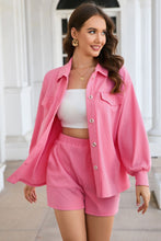 Load image into Gallery viewer, Pink Ribbed Knit Button Top and Shorts Set
