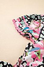 Load image into Gallery viewer, Pink Floral Ricrac Embellished Tiered Mini Dress
