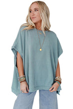 Load image into Gallery viewer, Apricot Ribbed Knit Batwing Sleeve Tunic Oversized T Shirt
