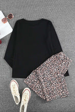 Load image into Gallery viewer, Long Sleeve Top and Leopard Print Pants Lounge Set
