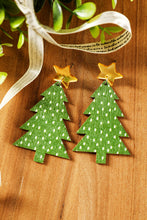 Load image into Gallery viewer, Green Polka Dot Print Christmas Dangle Earrings
