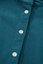 Load image into Gallery viewer, Blue Corduroy Snap Buttons Empire Waist Bracelet Sleeve Dress
