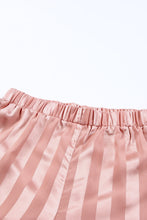 Load image into Gallery viewer, Pink Striped Print Buttoned Shirt and Drawstring Shorts Lounge Set
