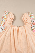 Load image into Gallery viewer, Apricot Pink Floral Patchwork Square Neck Ruffle Sleeve Blouse
