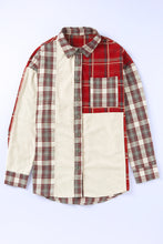 Load image into Gallery viewer, Plaid Corduroy Patchwork Shacket

