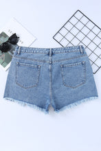 Load image into Gallery viewer, Sky Blue High Rise Crossover Waist Denim Shorts
