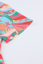 Load image into Gallery viewer, Multicolor Abstract Geometric Print Tassel Tie Flared Dress
