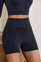 Load image into Gallery viewer, Red Seamless Ribbed Knit Butt Lifter Yoga Shorts
