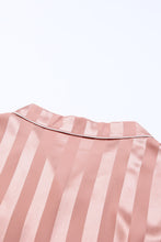 Load image into Gallery viewer, Pink Striped Print Buttoned Shirt and Drawstring Shorts Lounge Set
